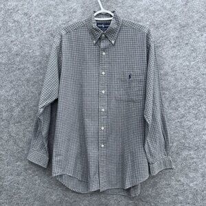 Ralph Lauren Men's Long Sleeve Flannel Shirt Small Blake 100% Cotton, Blue Plaid